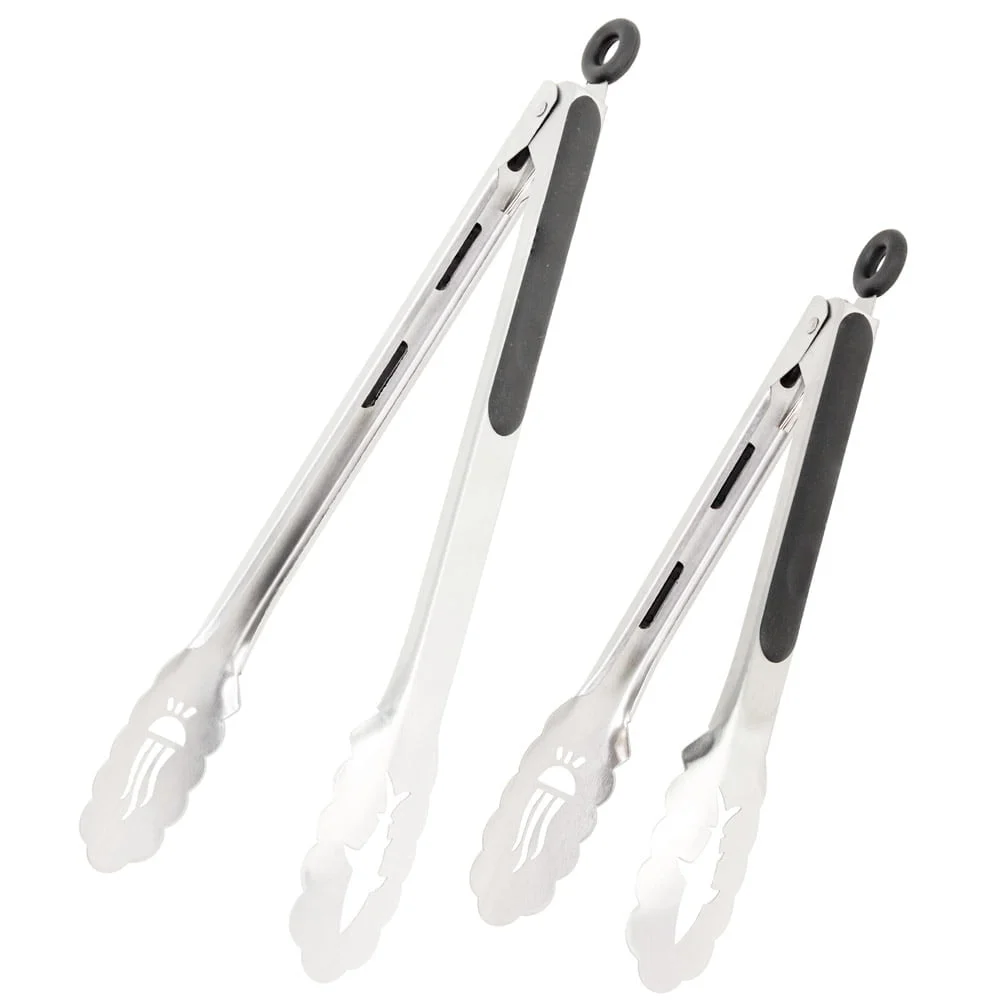 Stainless-Steel Locking Kitchen Tongs, In 2 Sizes