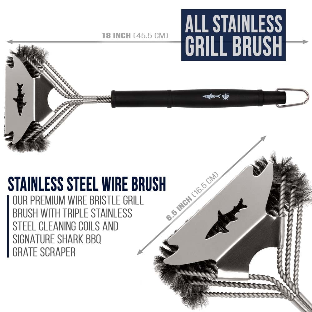 Bbq-Aid becue Grill Brush and Scraper Extended Large Wooden Handle
