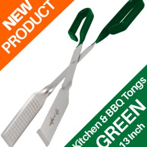 13 Inch BBQ Grilling Tongs (Green)