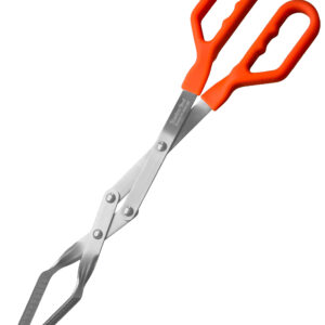 Shark BBQ Pitmaster Tongs, 17 Inch Professional Grade Barbecue Grilling Tongs, Premium Stainless Steel Heavy Duty Tong for Big Hands, Heat Resistant Non-Slip Grip, Dishwasher Safe (Hunter Orange)